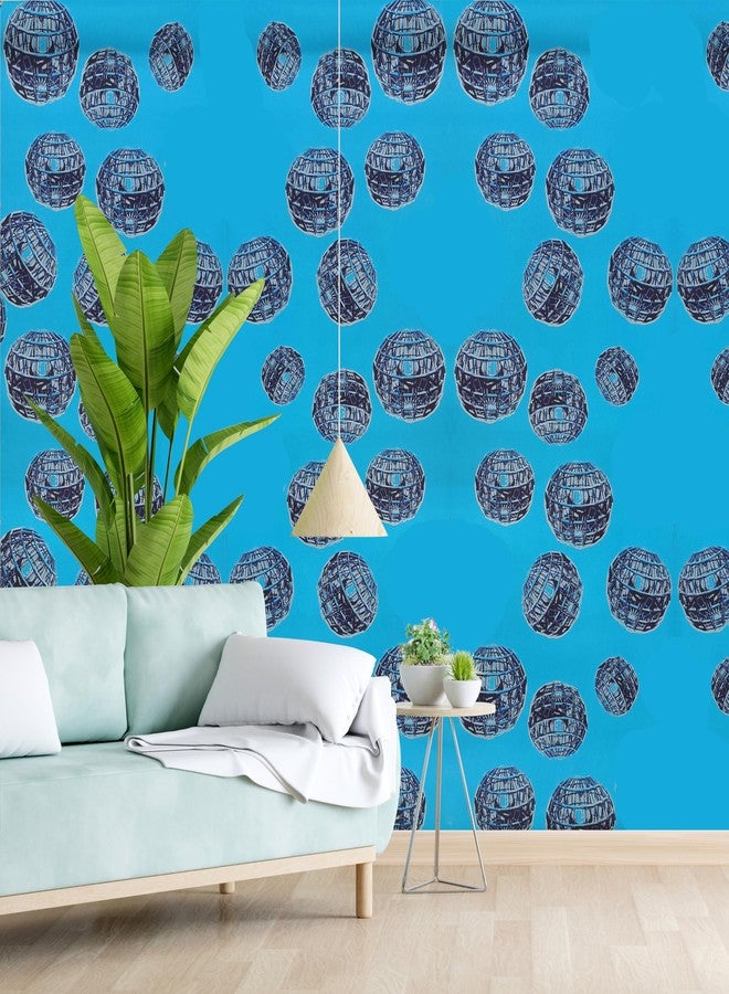 Eurotex PVC Non Adhesive Wallpaper for Living Room, Bedroom, Kitchen, Home, Office Wall Decor (57sqft/Per roll) (Blue) - Image 1